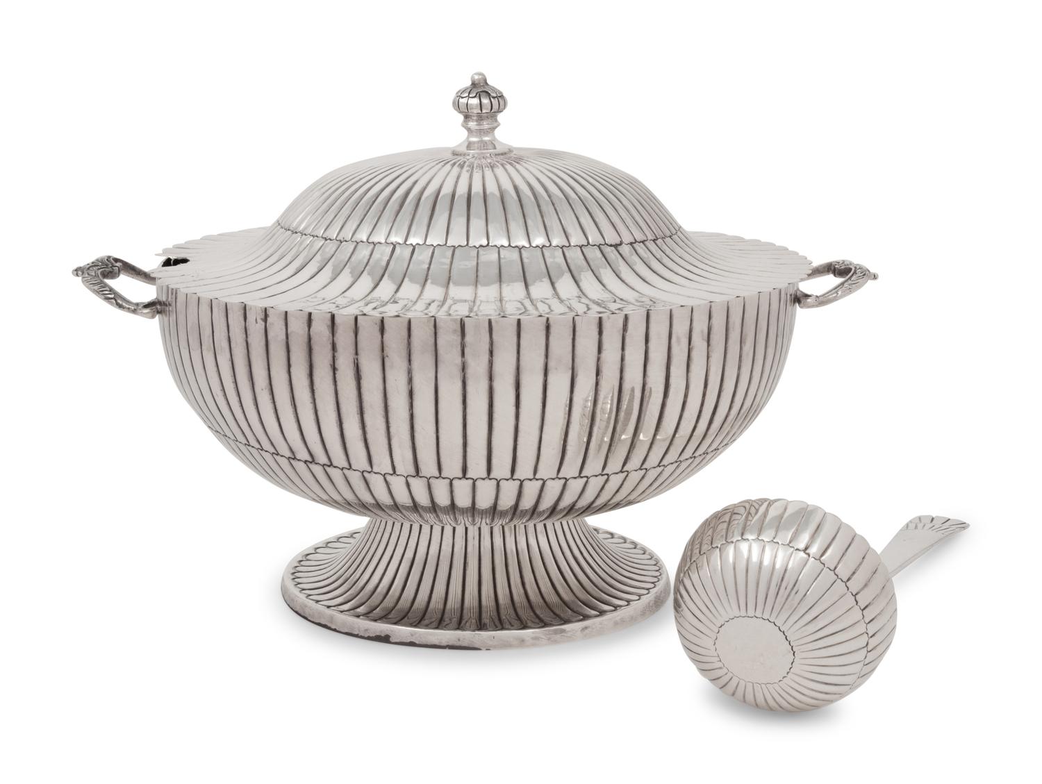 A Mexican Silver Covered Tureen and Ladle