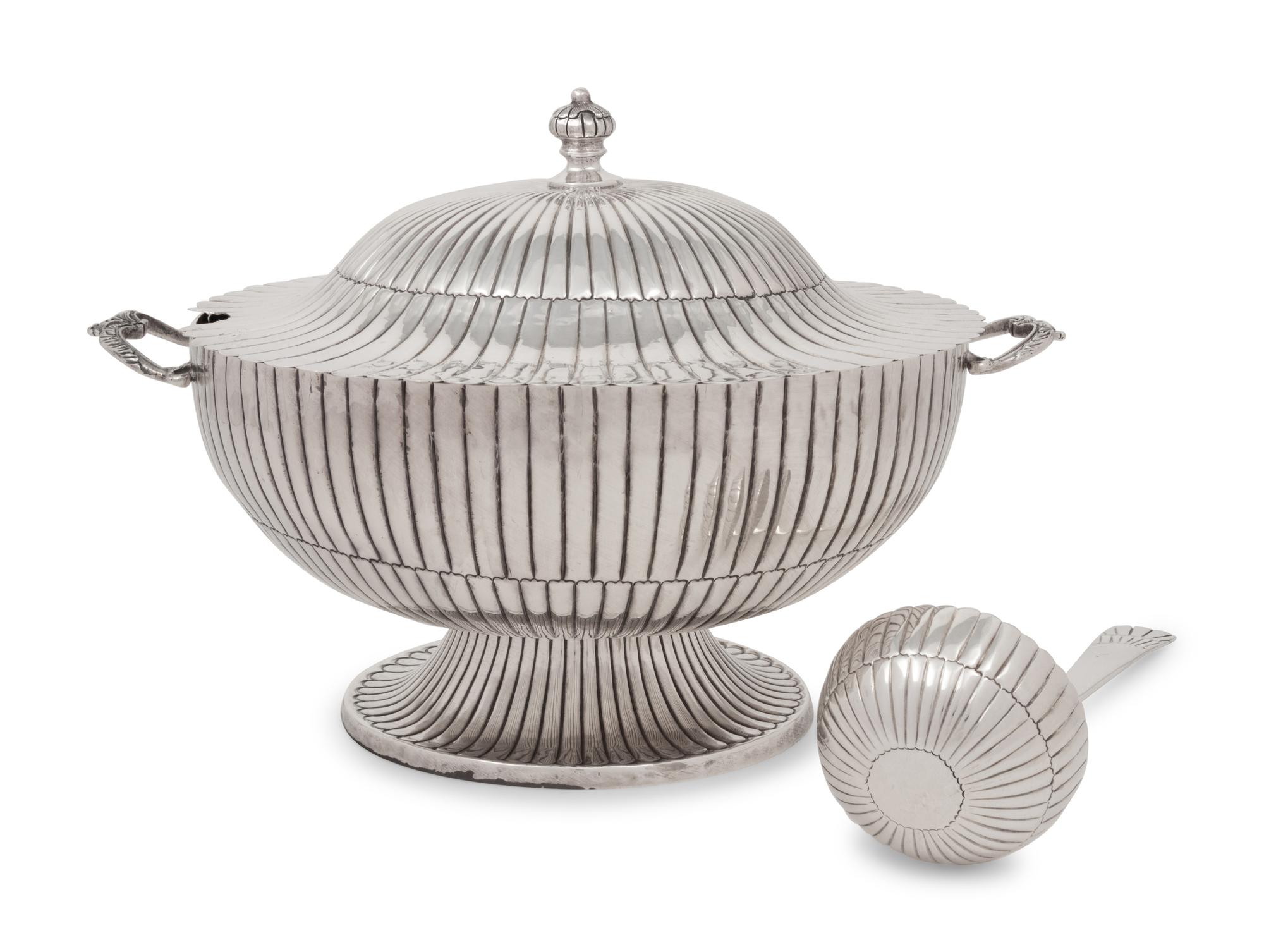 A Mexican Silver Covered Tureen and Ladle
