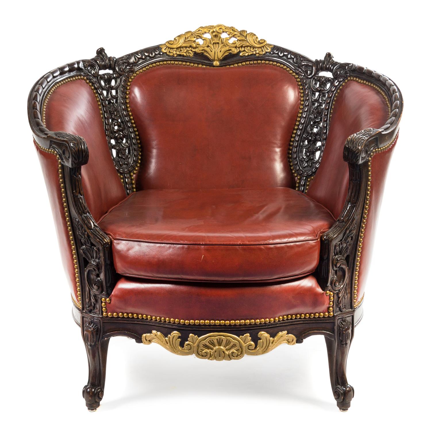 A Louis XV Style Parcel Gilt Parlor Suite Height 37 1/2 x width 80 x depth 34 inches.