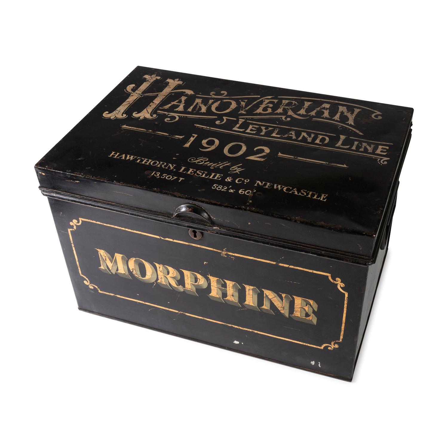 A Painted Tin Morphine Storage Box