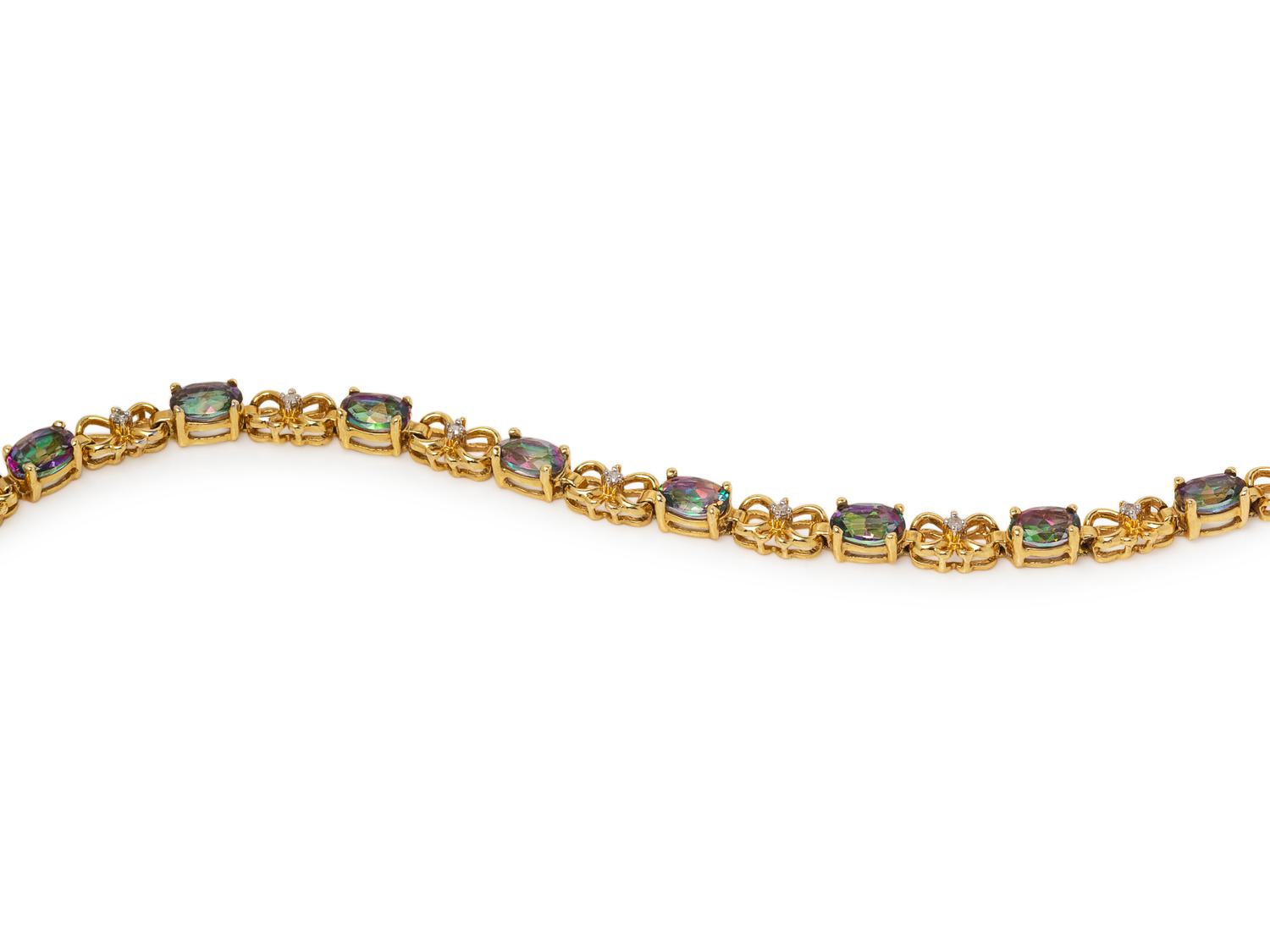 A Yellow Gold and Mystic Topaz Demi-Parure,