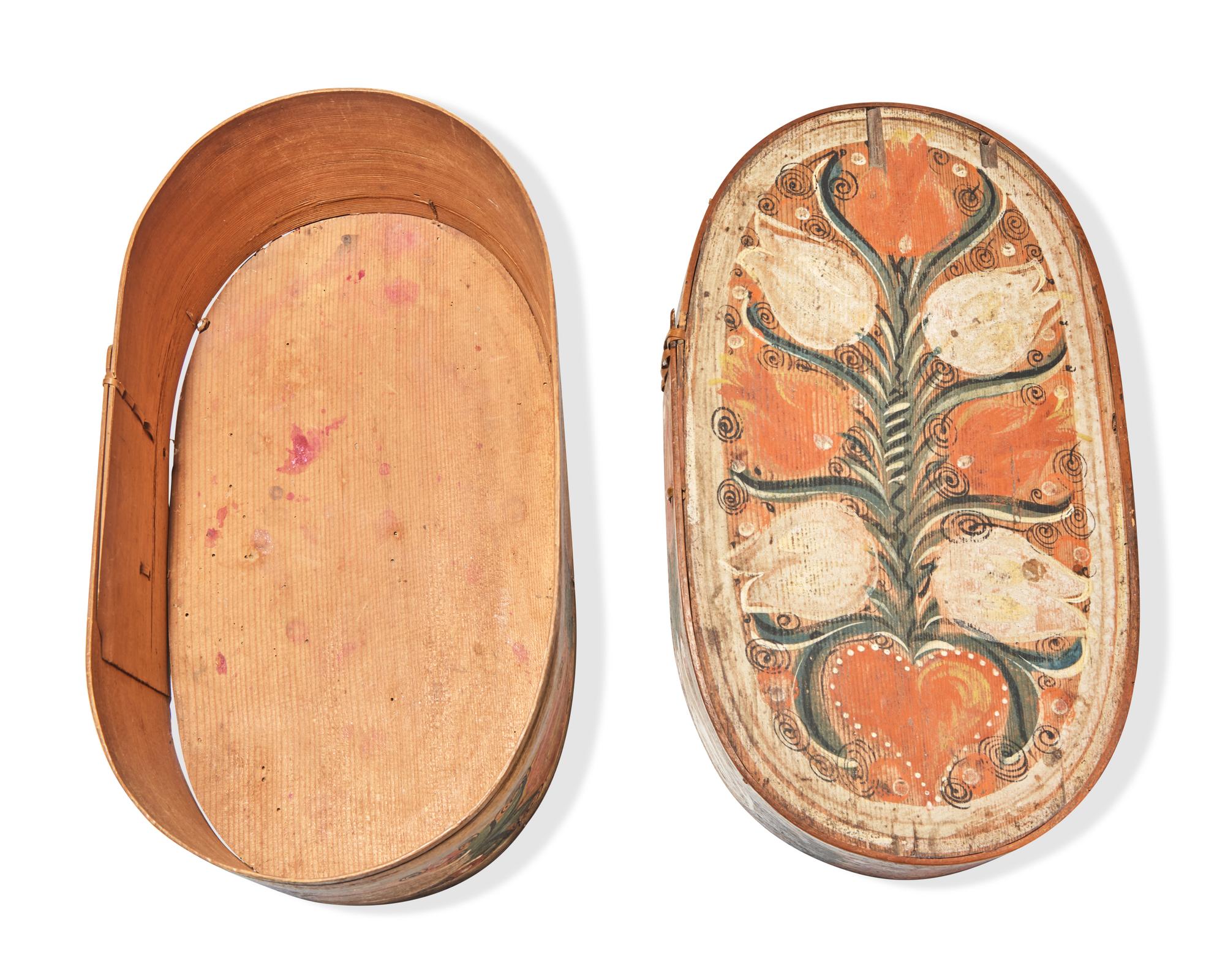 A Painted and Decorated Bentwood Bride's Box, Northern European, 19th Century