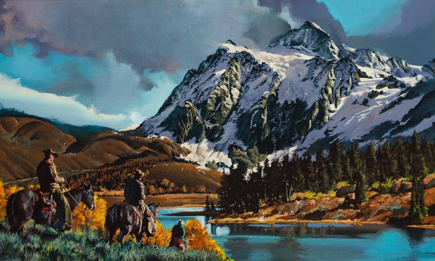 Cowboys on Trailride in Mountains