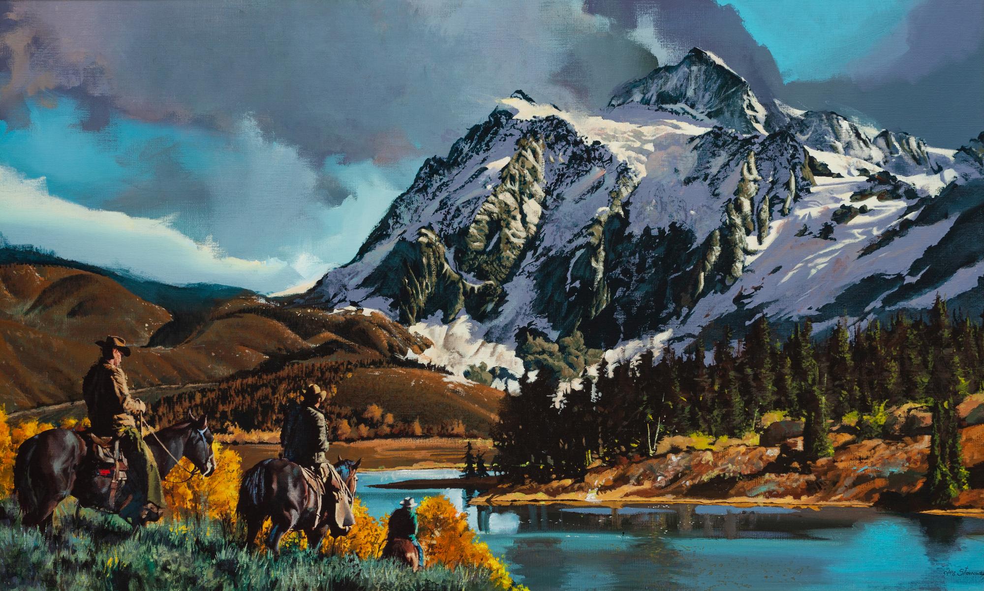 Cowboys on Trailride in Mountains