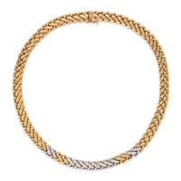 YELLOW GOLD, PLATINUM AND DIAMOND NECKLACE