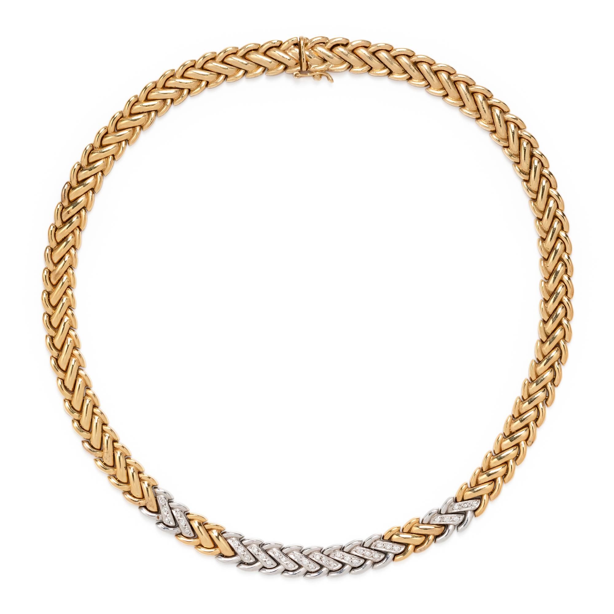 YELLOW GOLD, PLATINUM AND DIAMOND NECKLACE
