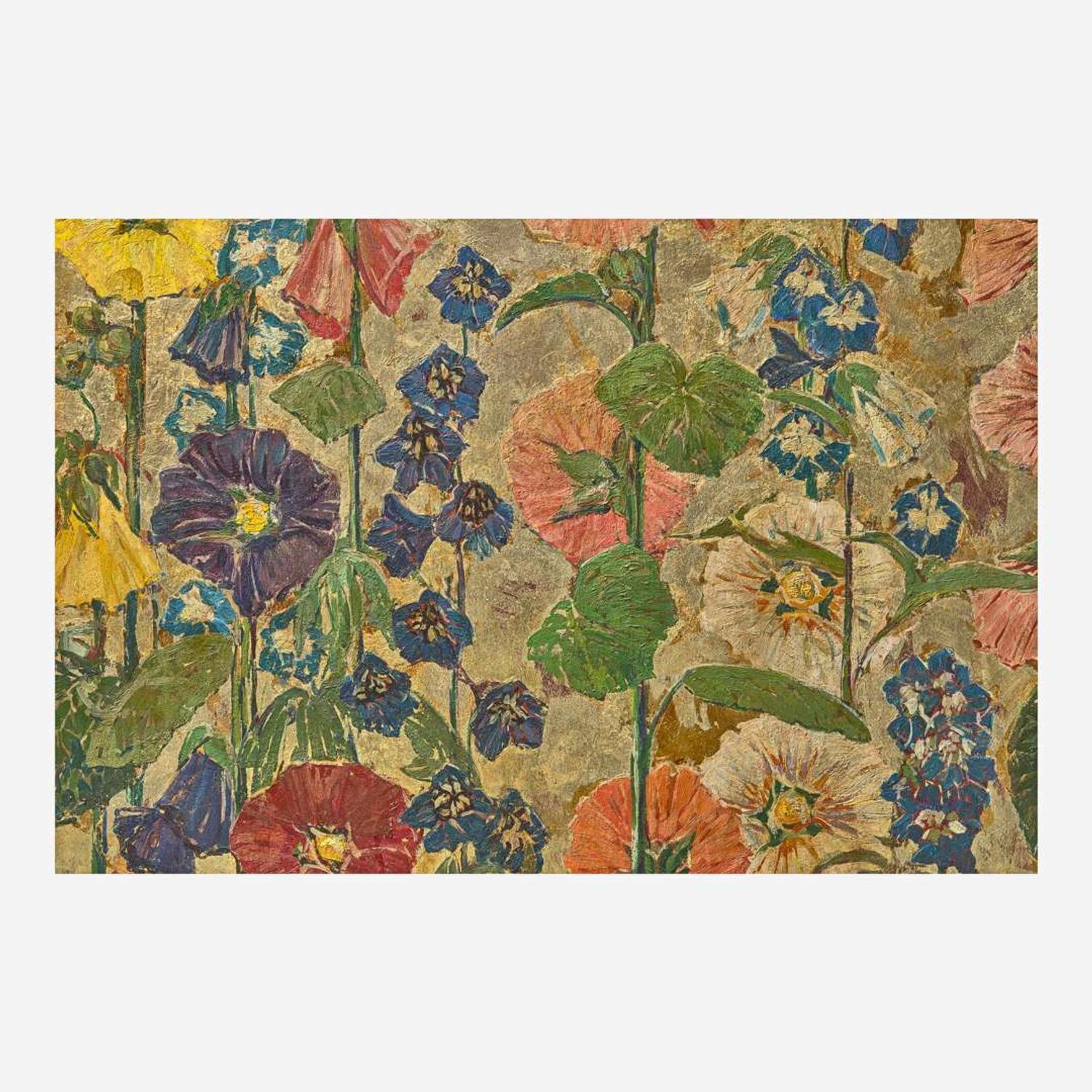 Mary Elizabeth Price (American, 1877–1965) Hollyhock and Delphinium Screen