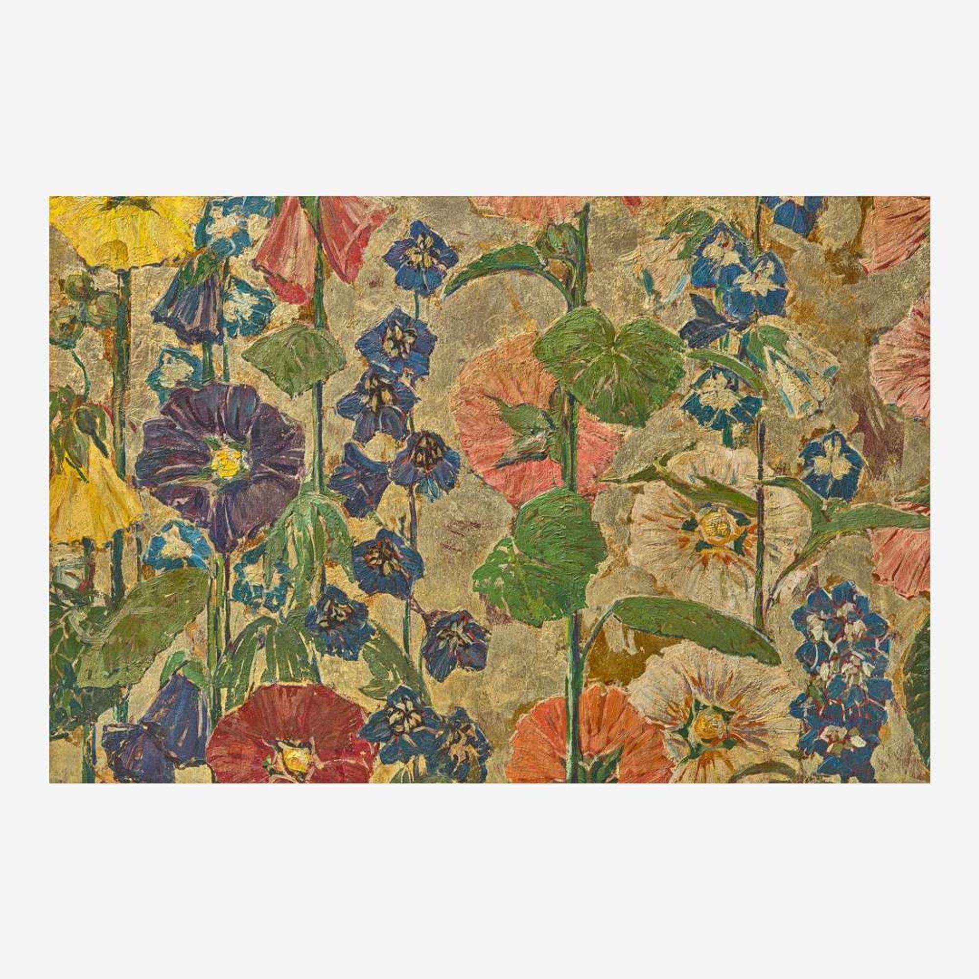 Mary Elizabeth Price (American, 1877–1965) Hollyhock and Delphinium Screen