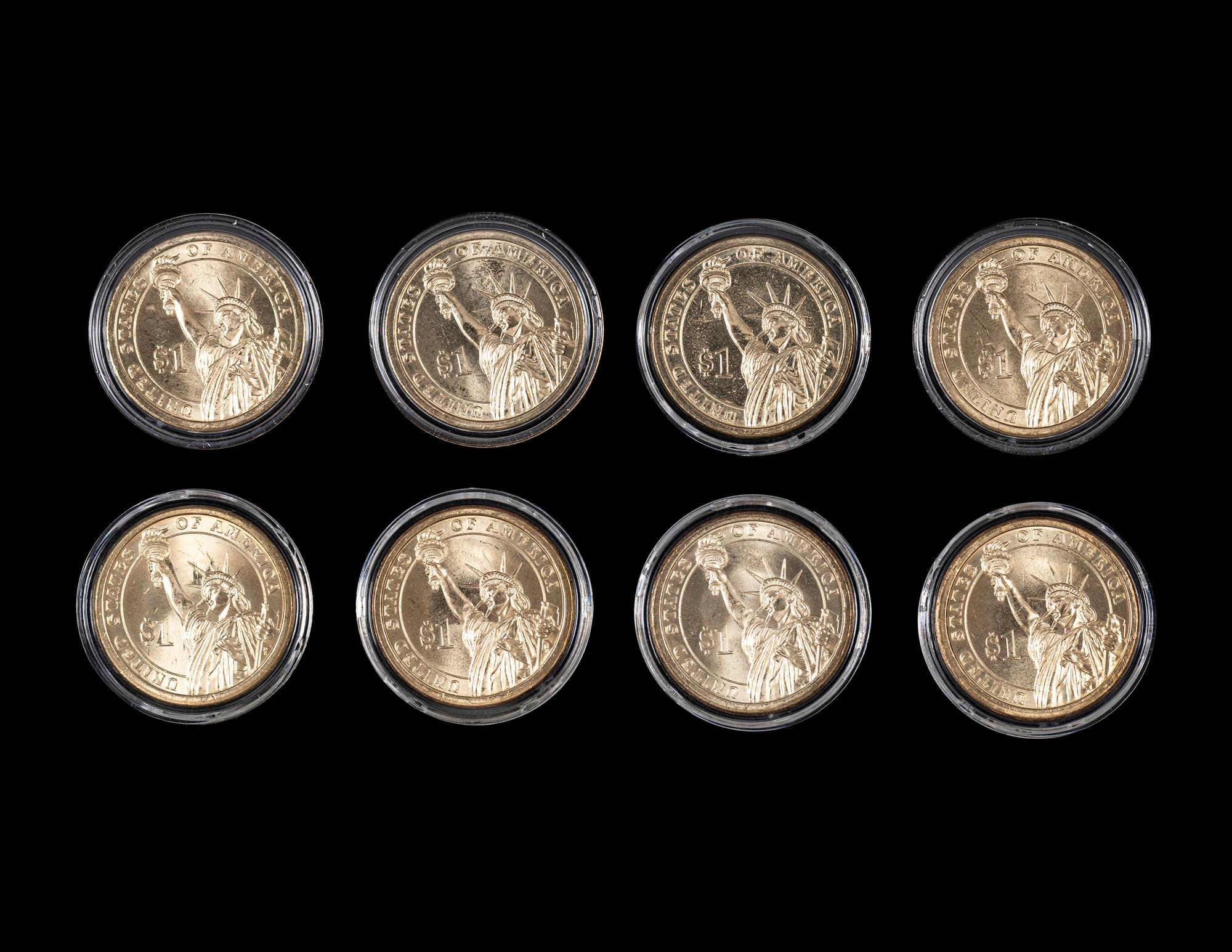 [ERROR] A Group of Four Presidential $1 Rim Error Coins
