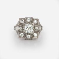 A Ladies Platinum and Diamond Ring