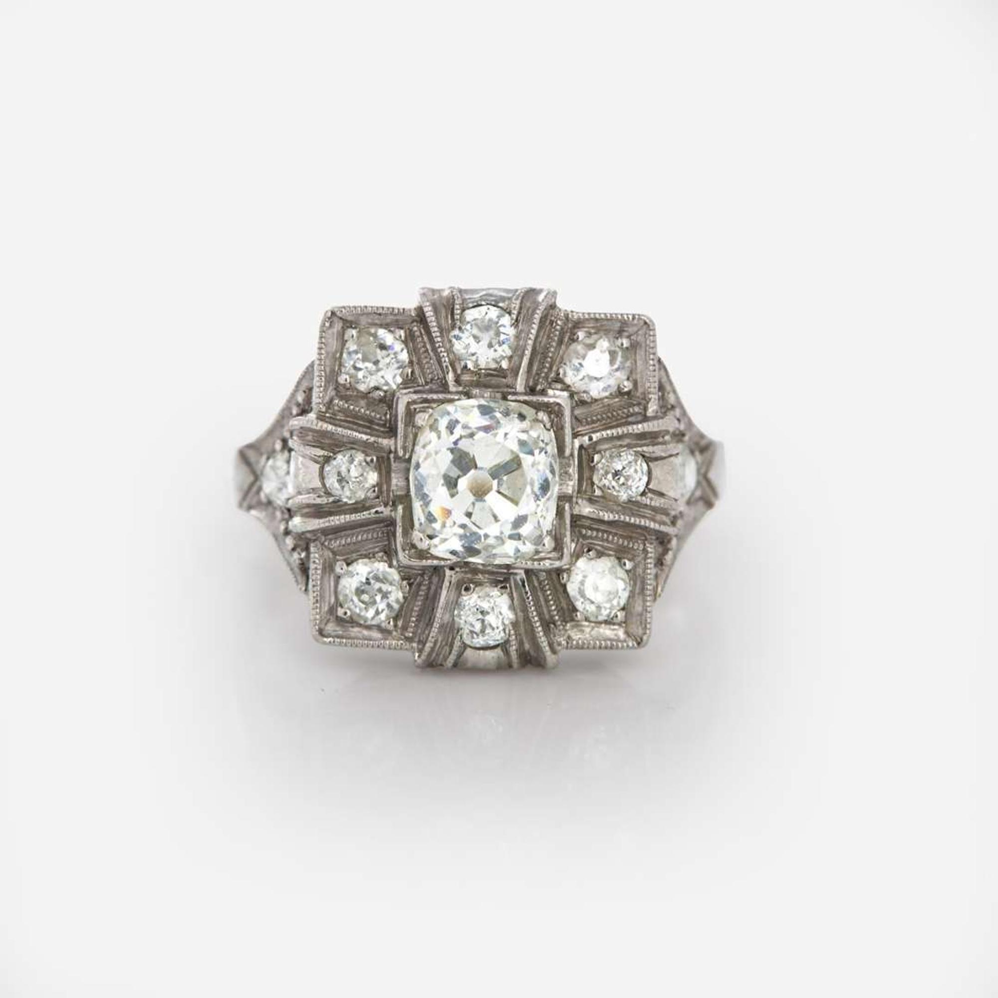 A Ladies Platinum and Diamond Ring