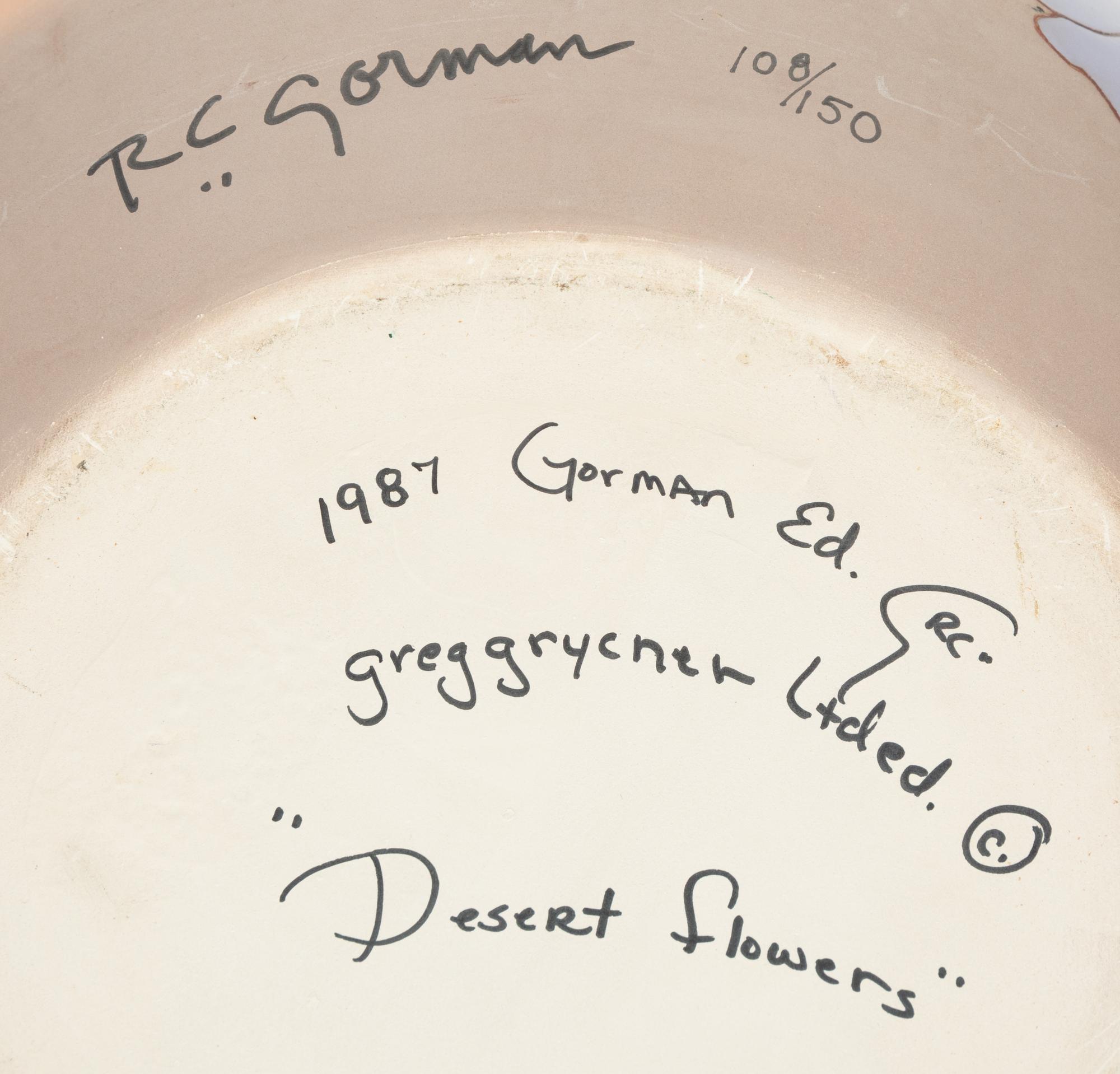 An RC Gorman ceramic vase, Dessert Flowers