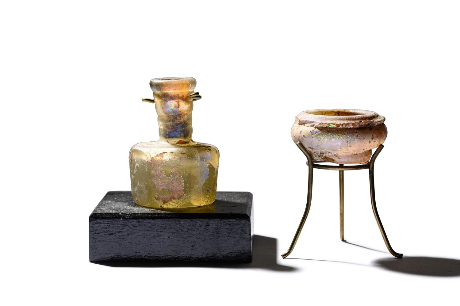 Two Islamic Glass Miniature Vessels