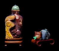 Two Chinese Carved Agate Snuff Bottles