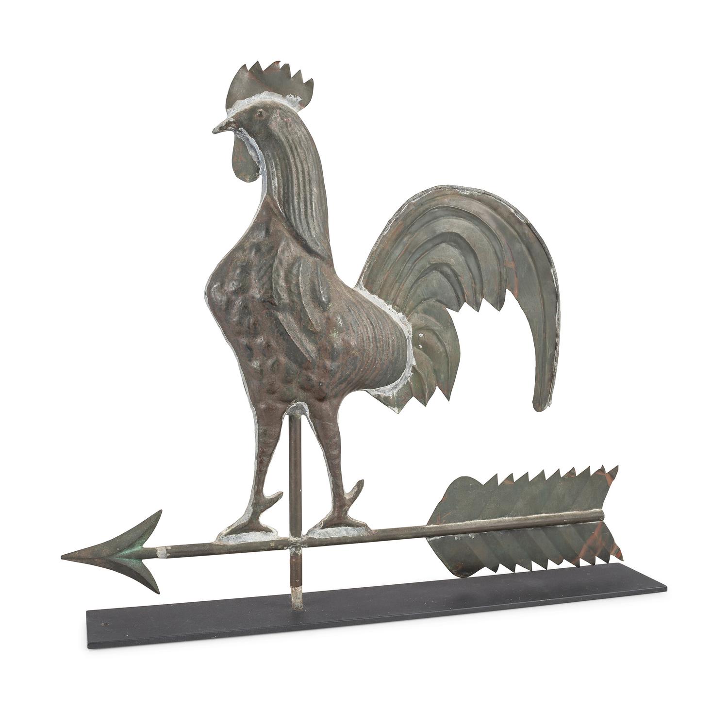 A Pressed and Molded Sheet Copper Rooster Weathervane