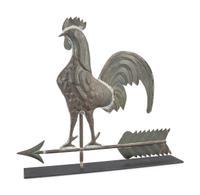 A Pressed and Molded Sheet Copper Rooster Weathervane