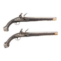 Pair of 19th Century Middle Eastern Flintlock Holster Pistols