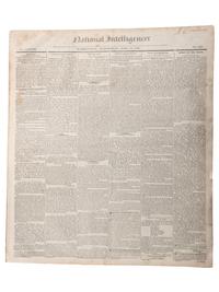 [SLAVERY & ABOLITION]. Advertisements for the return of freedom seekers published in 8 issues of The National Intelligencer . Washington, DC: May-August 1837.