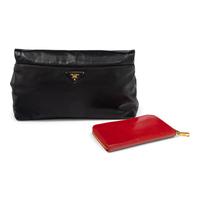 PRADA, SMOKING LIPS LEATHER CLUTCH & WALLET