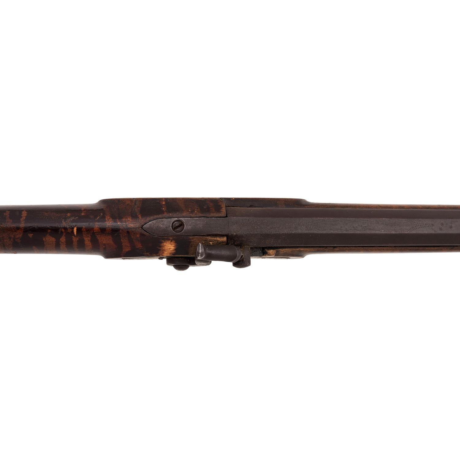 Percussion Plains Rifle with Brass Lock Marked Golcher & Butler Attributed to Tryon