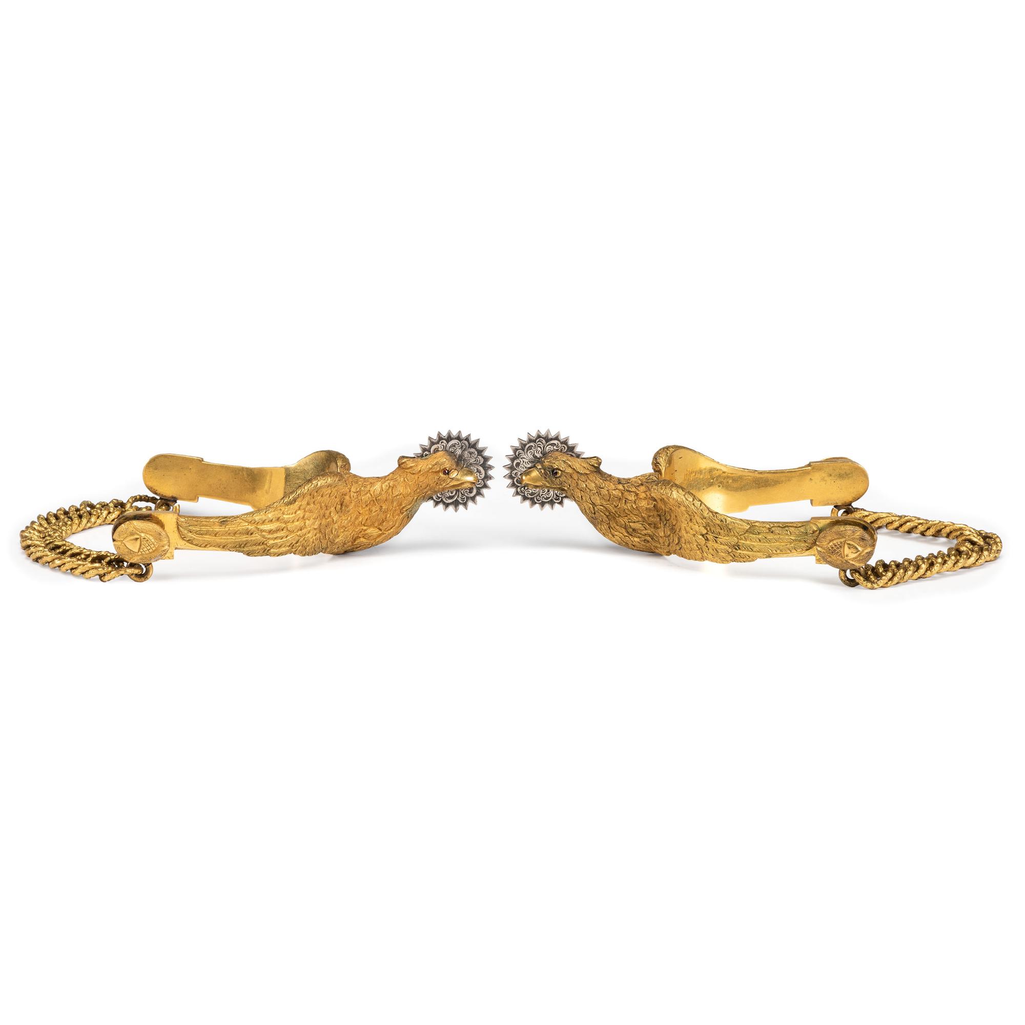 Ornate privately purchased brass eagle spurs.