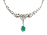 EMERALD, DIAMOND, AND WHITE GOLD NECKLACE