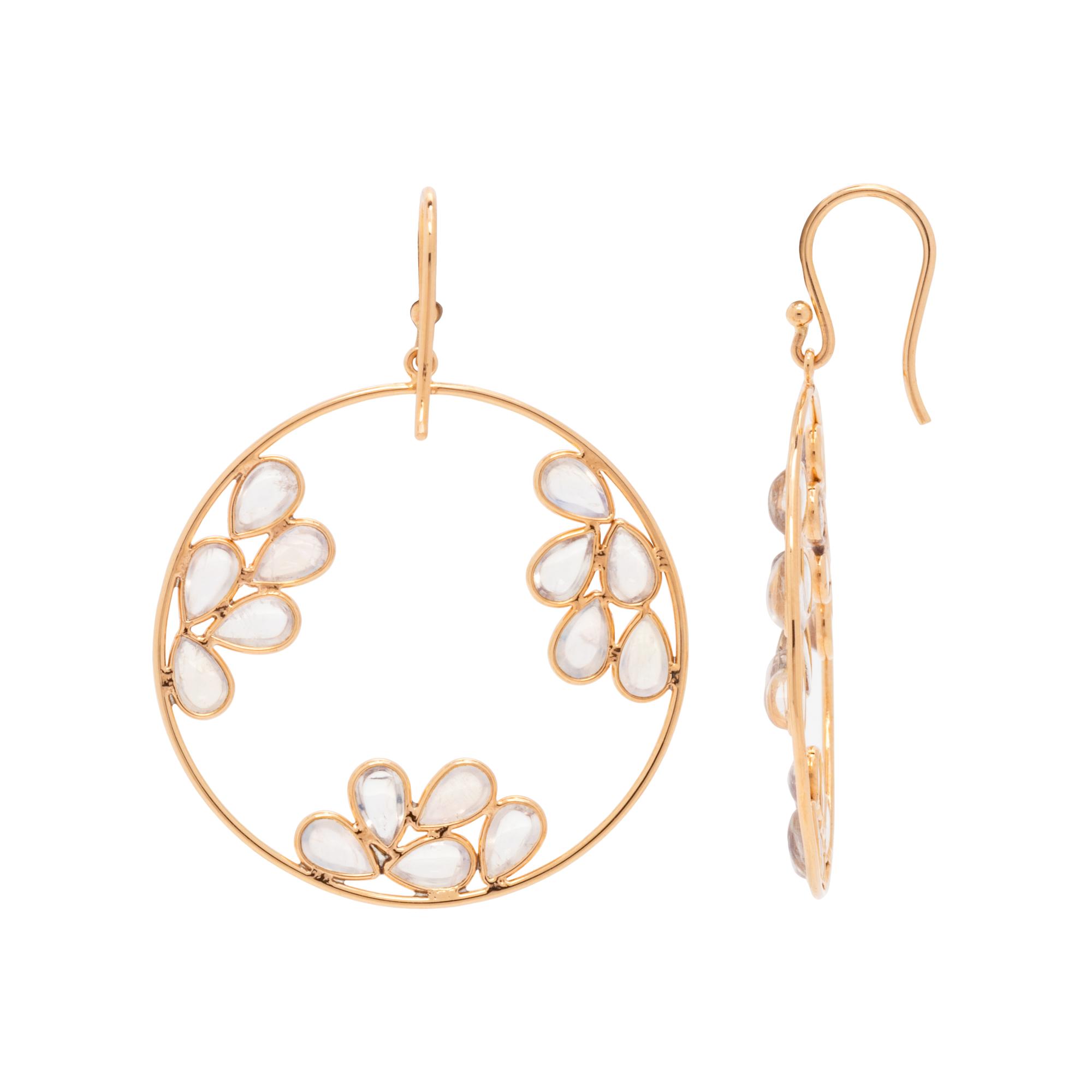 YELLOW GOLD AND MOONSTONE EARRINGS