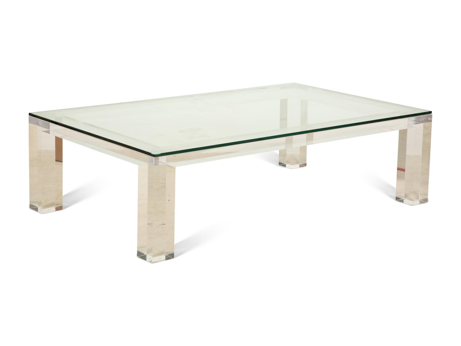 A Contemporary Acrylic and Glass Coffee Table Attributed to Plexi-Craft