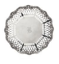An American Silver Platter with Reticulated Border