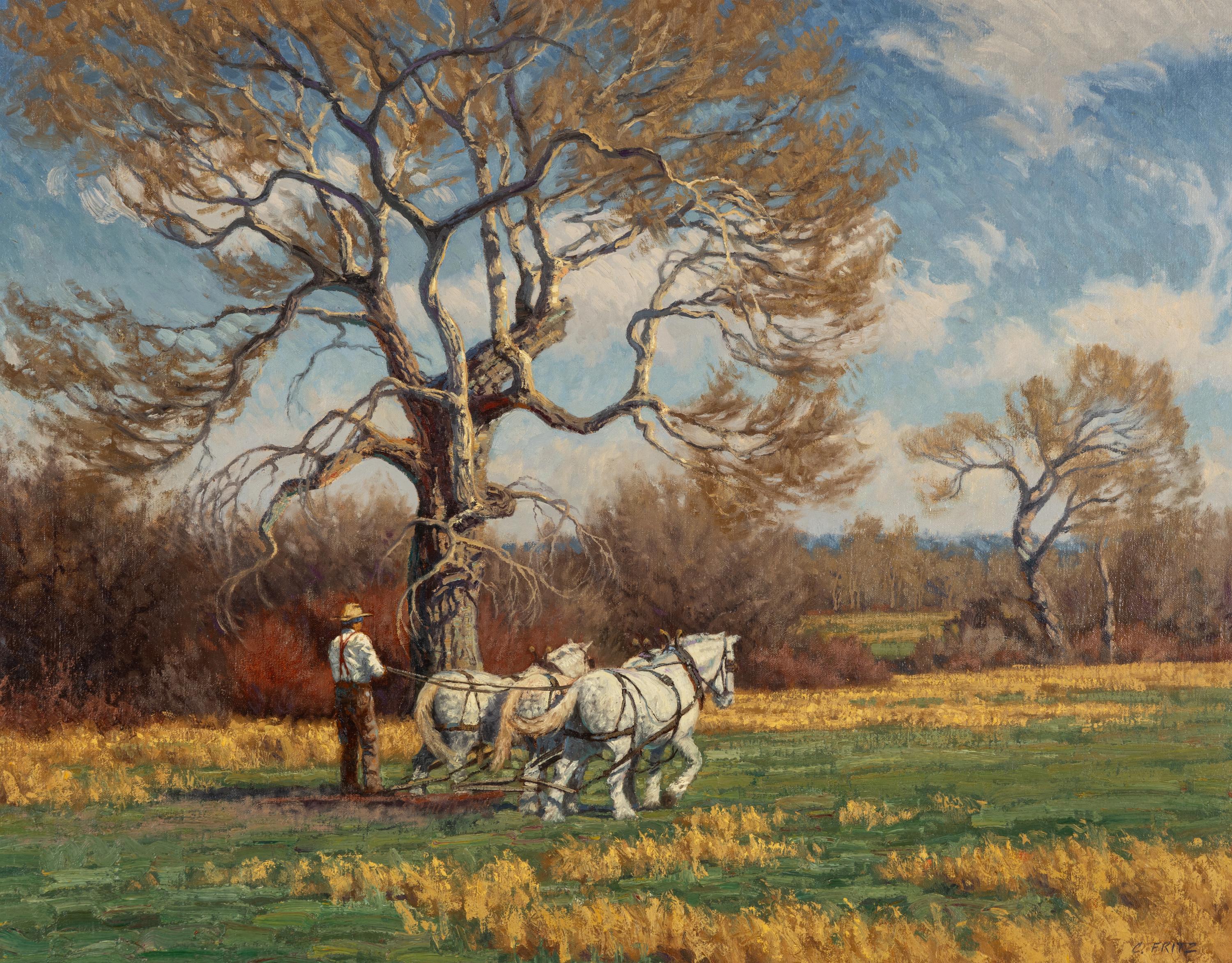 Charles John Fritz (American, b. 1955) — Harrowing the Pasture Ground