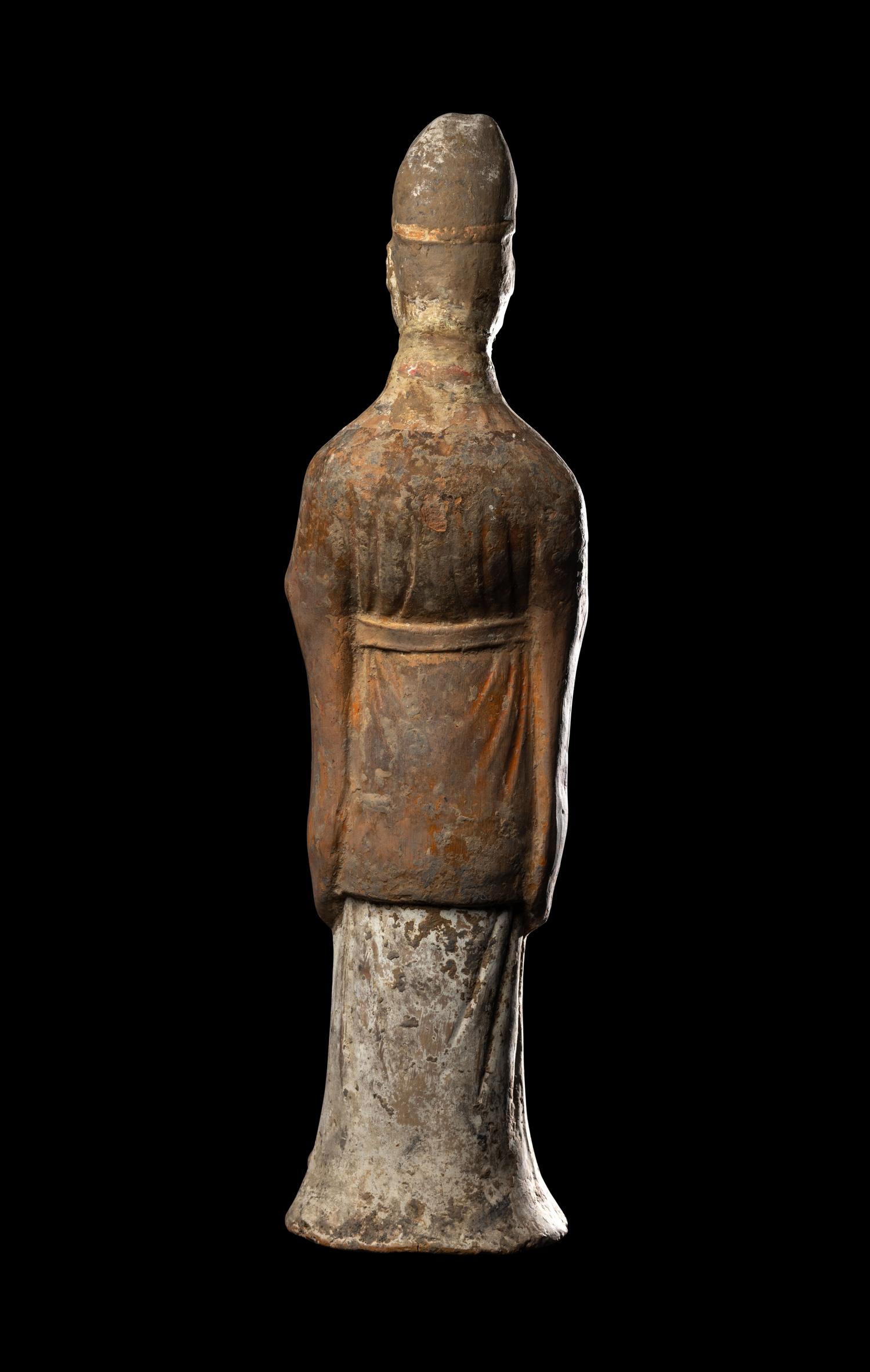 A Chinese Painted Pottery Figure of Standing Official