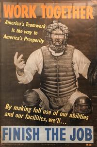 A 1944 Gabby Hartnett World War II Work Together United States Rally Poster,