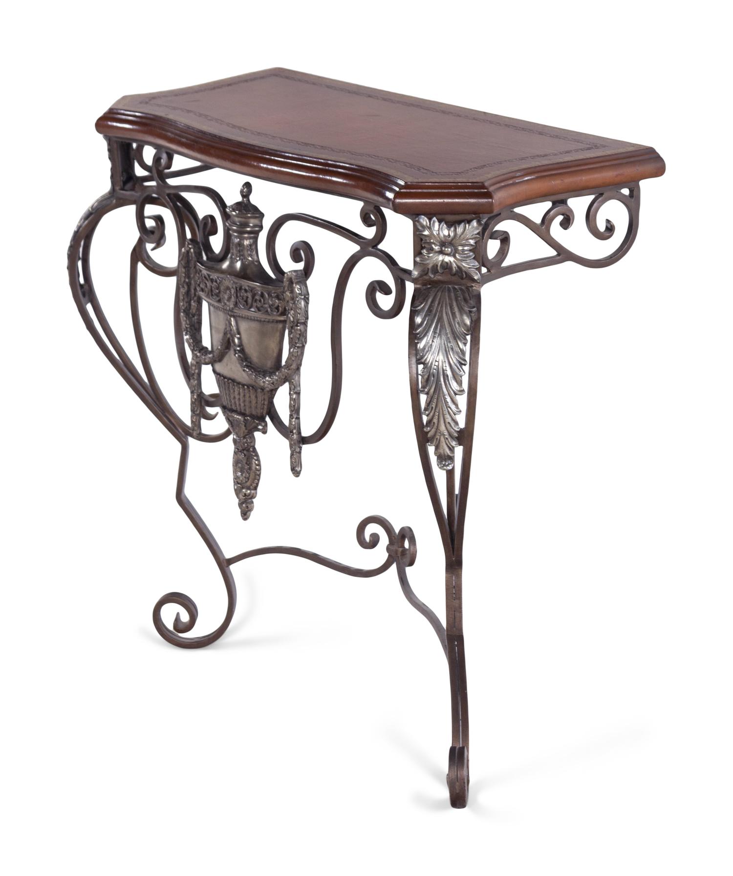 A French Style Wrought and Silvered Metal Console Table