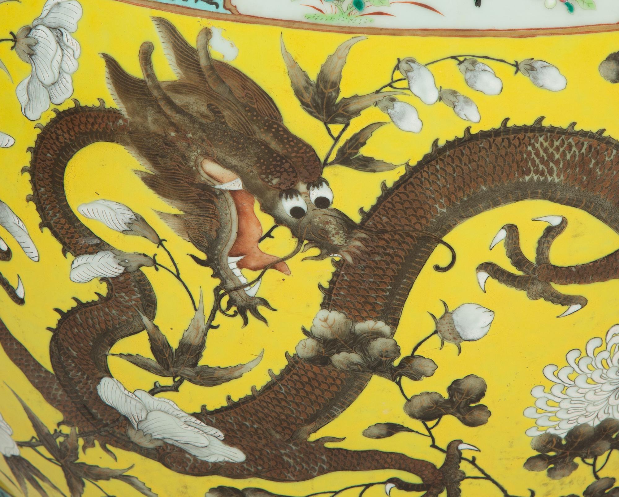 A Chinese Famille Jaune Porcelain Jardiniere
