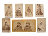 [NATIVE AMERICANS]. A group of 7 photographs of Sioux involved in the 1862 Dakota Uprising in Minnesota by Joel WHITNEY and W.H. ILLINGWORTH.