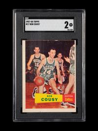 A 1957 Topps Bob Cousy Rookie Basketball Card No. 17 (SGC 2 GOOD)