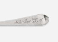 A set of five silver tablespoons, Thomas Shields (1743-1819), Philadelphia, PA, and other, circa 1780-1790