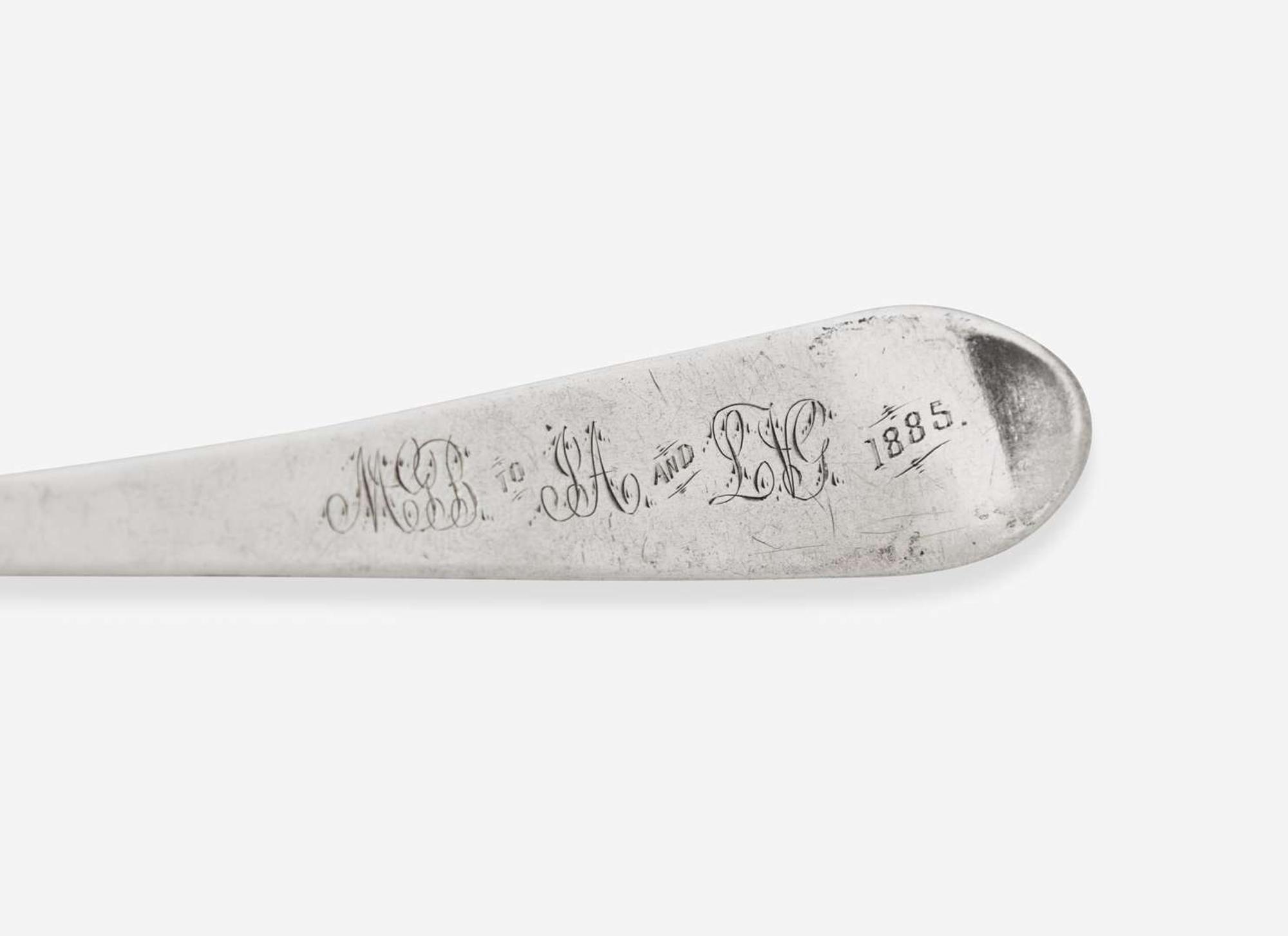 A set of five silver tablespoons, Thomas Shields (1743-1819), Philadelphia, PA, and other, circa 1780-1790