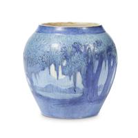 Anna Frances Simpson for Newcomb College Pottery scenic landscape vase, new orleans, louisiana, 1930