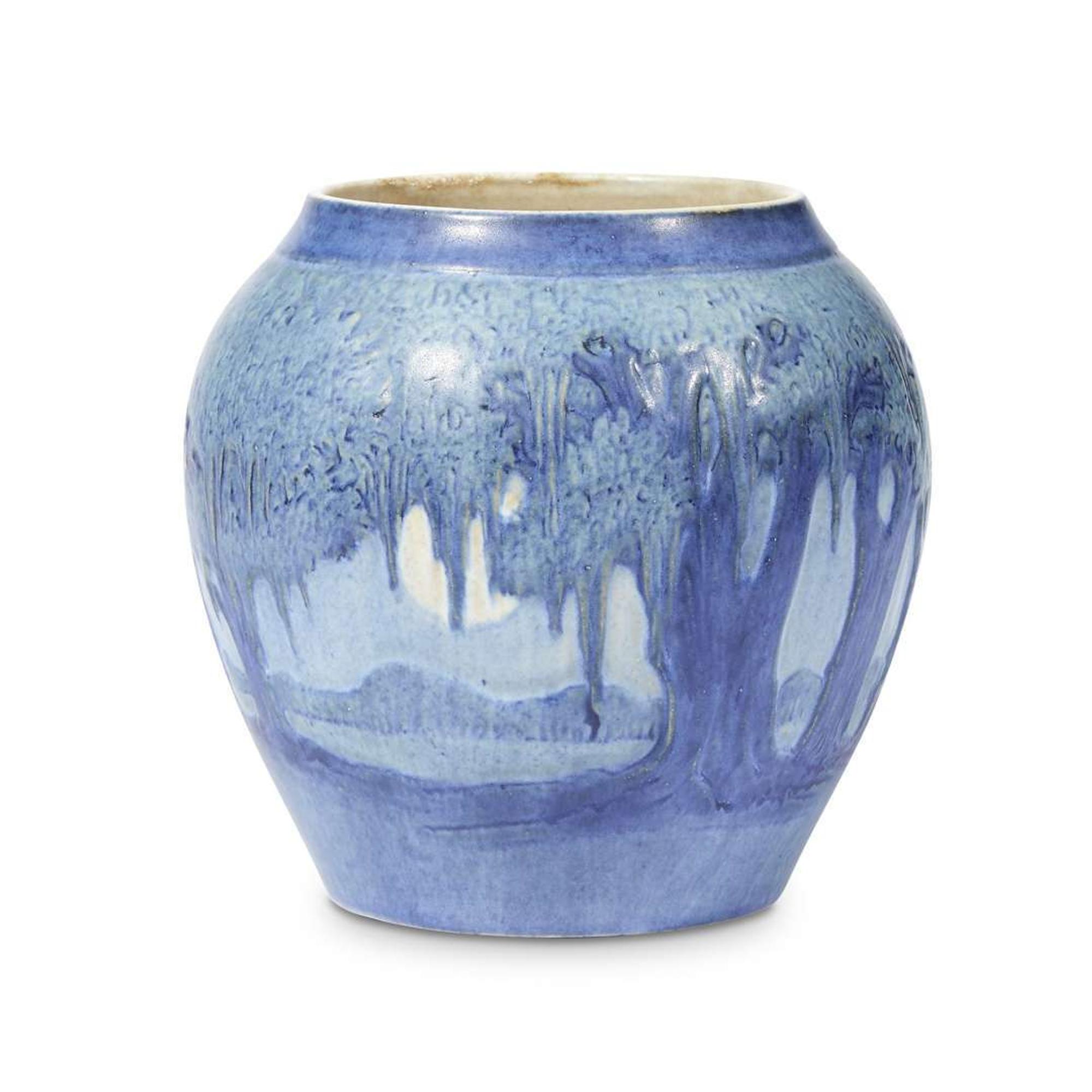 Anna Frances Simpson for Newcomb College Pottery scenic landscape vase, new orleans, louisiana, 1930