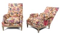 A Pair of Louis XVI Style Reclining Bergeres Height 35 inches. — 20TH CENTURY