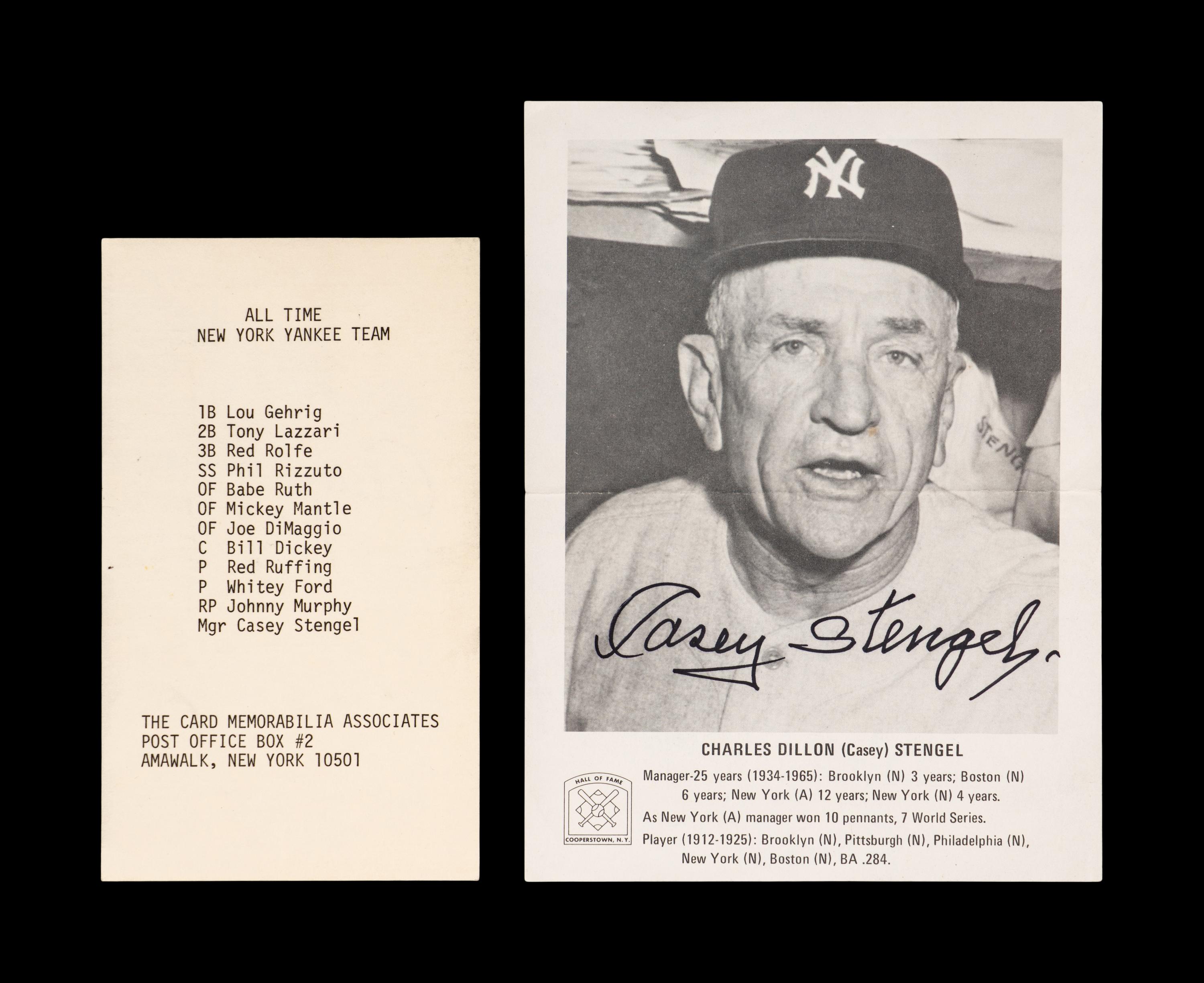 A Collection of Casey Stengel Signed Autographs (Beckett Authentication Services)