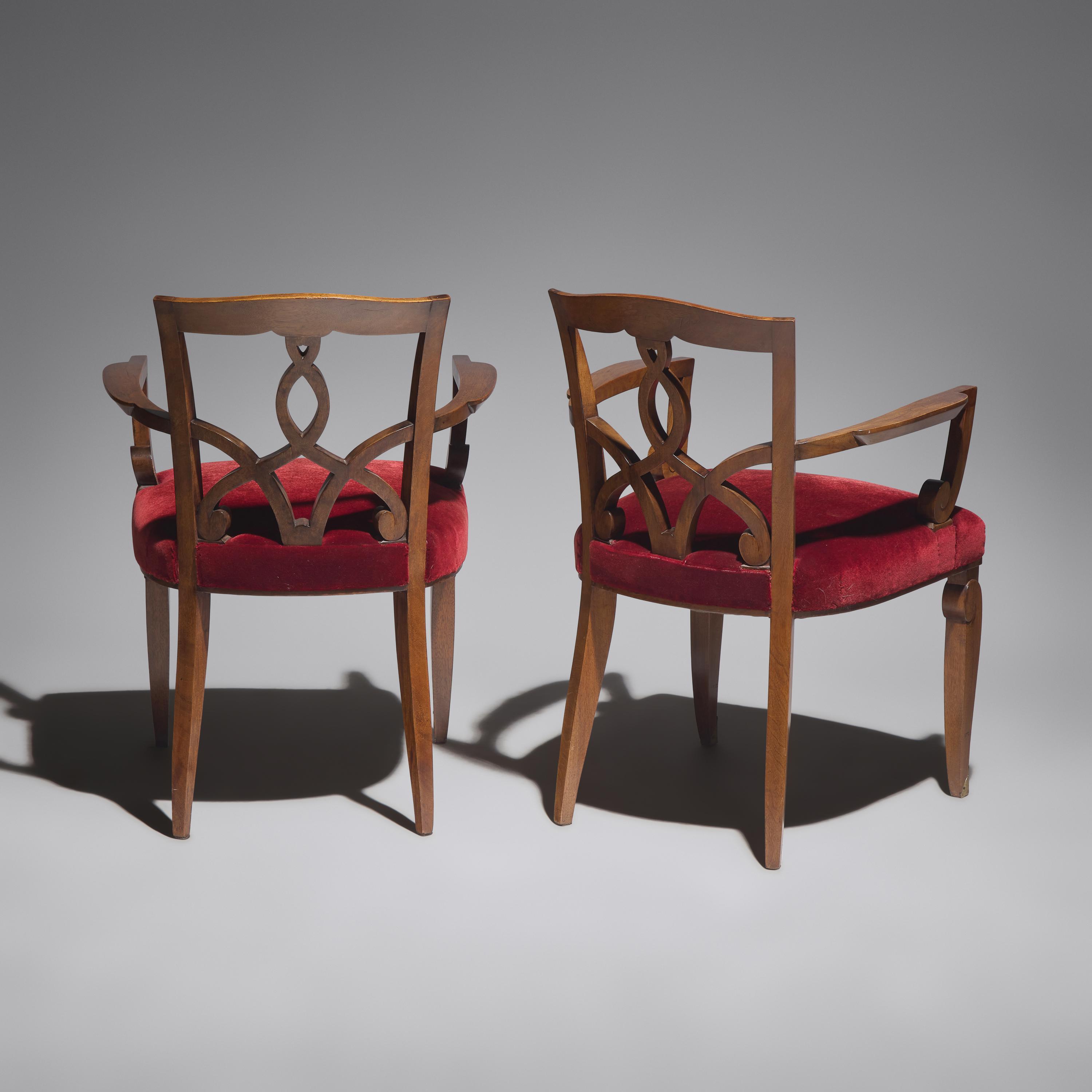 Jules Leleu (French, 1883–1961) — Pair of French Art Deco Armchairs, c. 1940