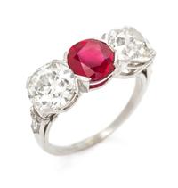 A Platinum, Burmese Ruby and Diamond Ring, Circa 1910, 3.70 dwts.