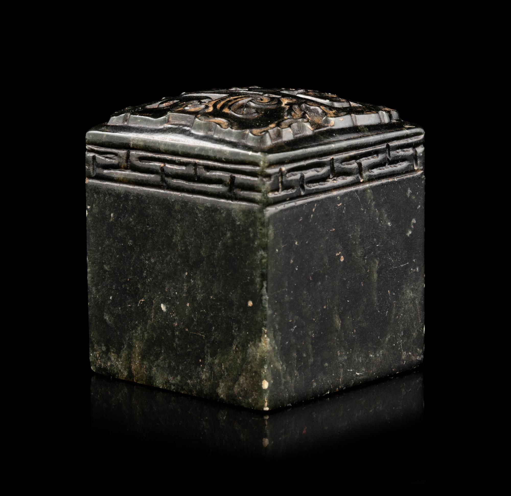 A Carved Spinach Jade Seal
