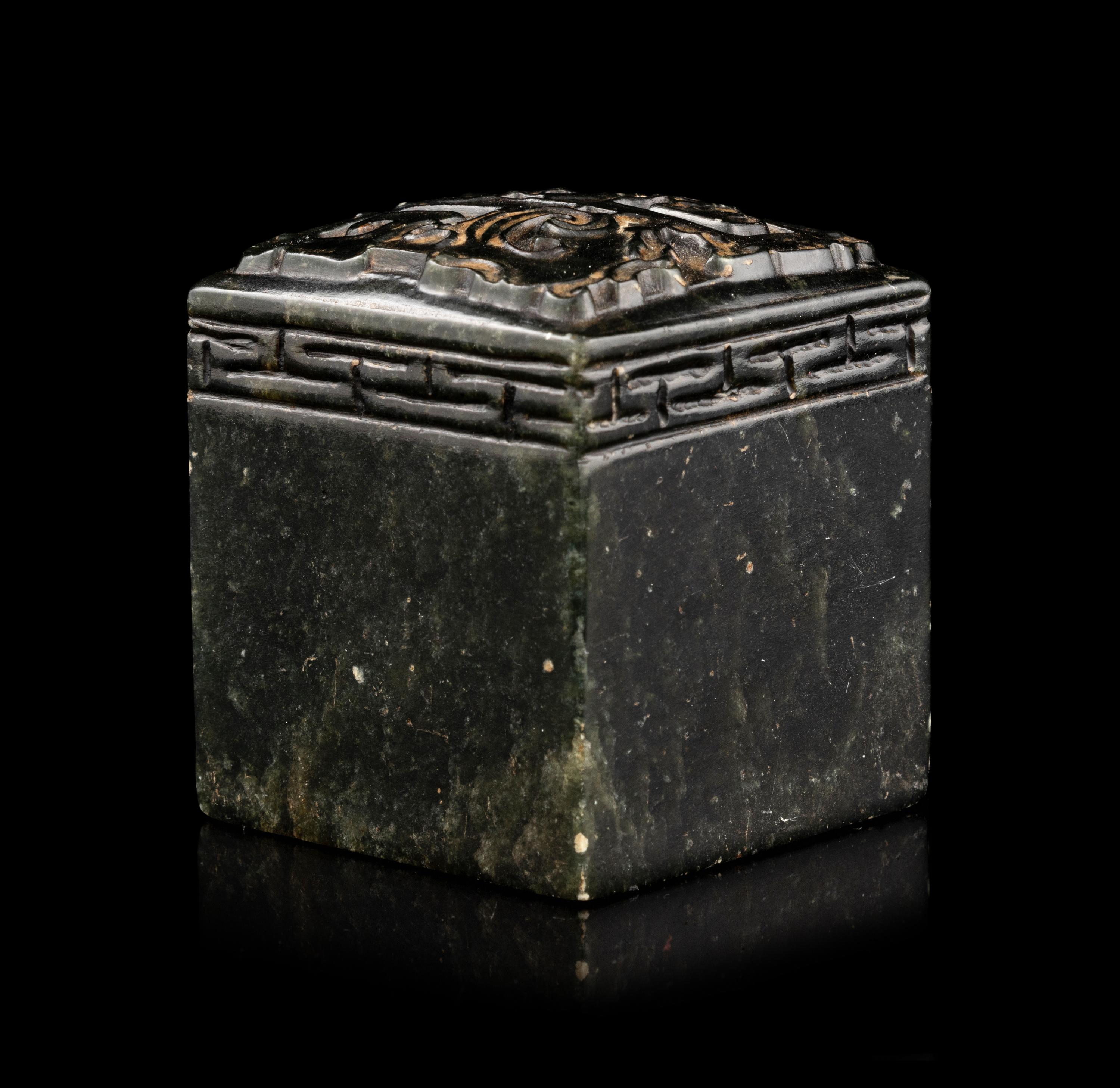 A Carved Spinach Jade Seal