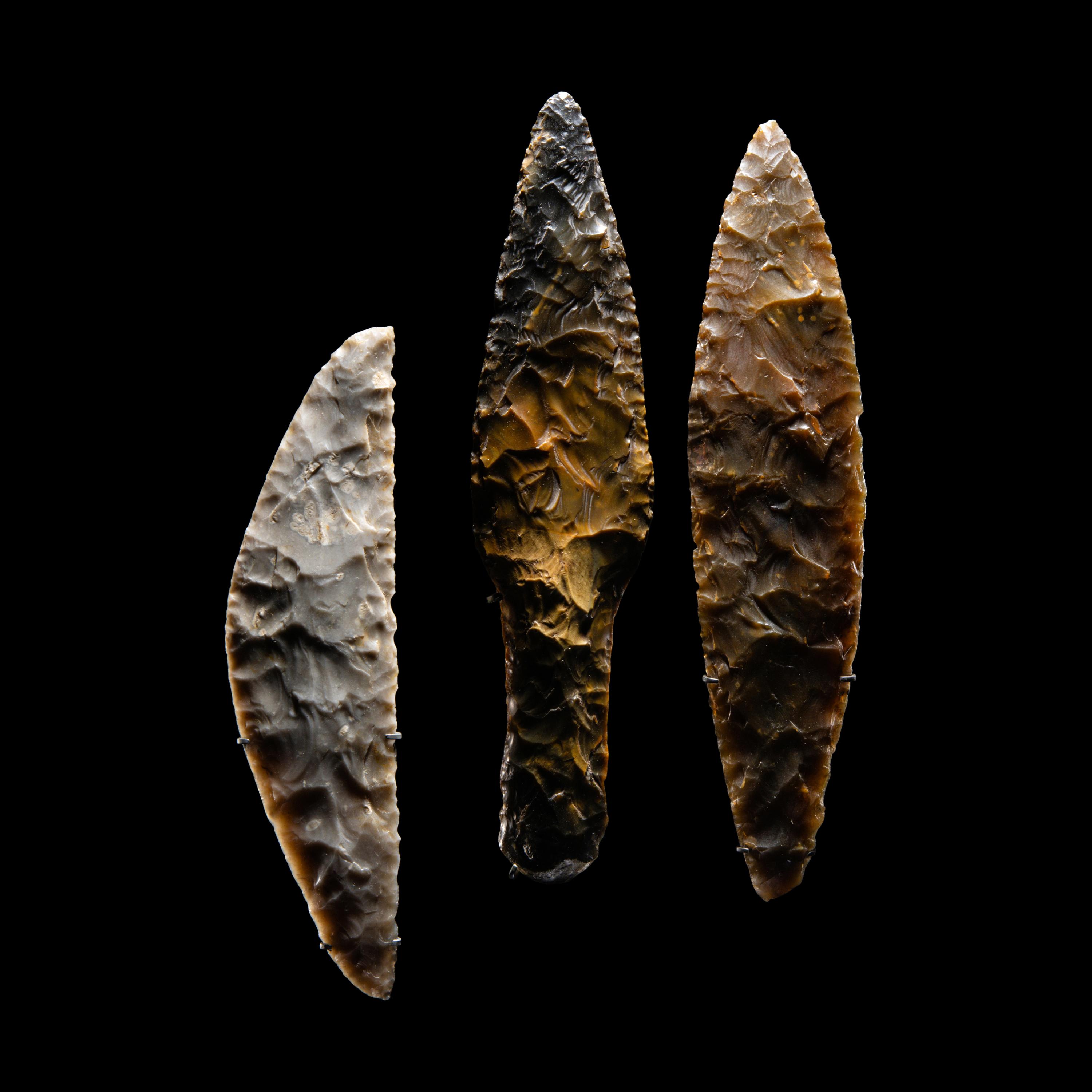 Three Neolithic Flint Daggers and Sickles