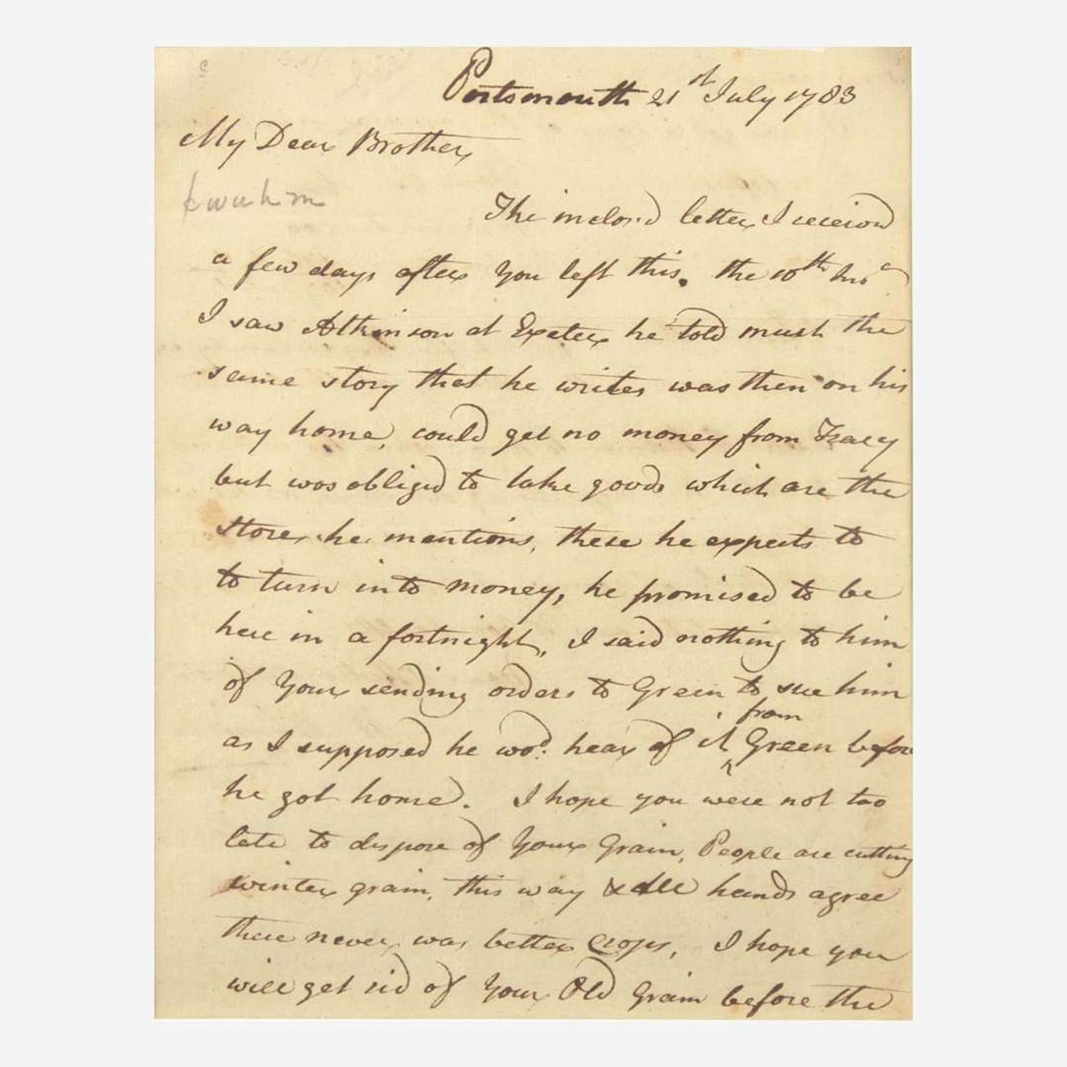 [Declaration of Independence] [New Hampshire] Whipple, William Autograph Letter, signed