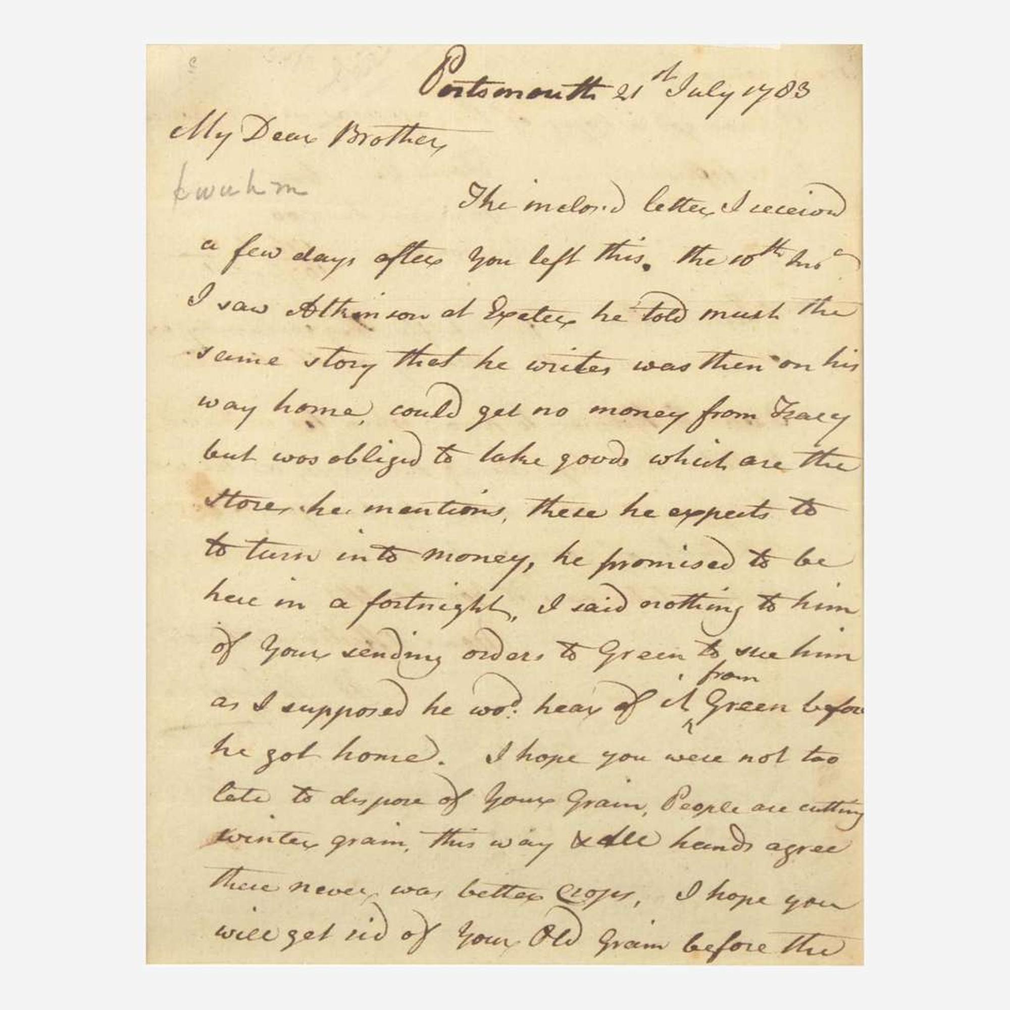 [Declaration of Independence] [New Hampshire] Whipple, William Autograph Letter, signed