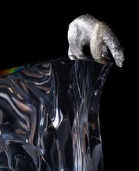 A Steuben Glass and Silver Ice Bear Sculpture
